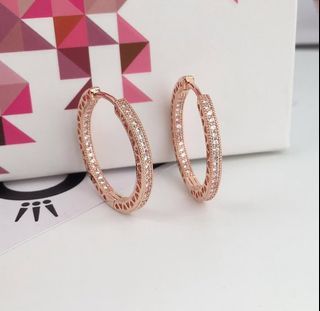 Pandora Sparkle and hearts hoop earrings