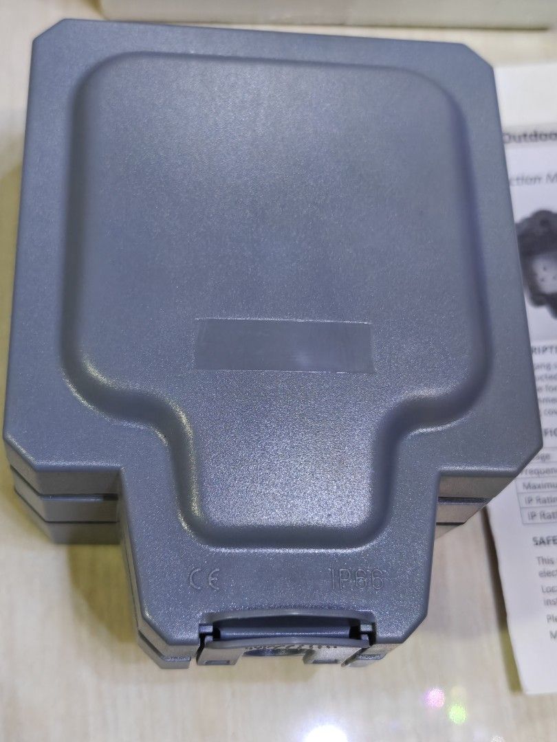 Socket, Outdoor Socket, IP66, Single Socket (Category: Electrical, Adaptors & Sockets) located in Singapore. Submitted by exquisite_essentials (Listing ID 1359475934, Image 3). Description: Outdoor Switch Socket IP66 13A Brand new in box. Self collect Woodlands..