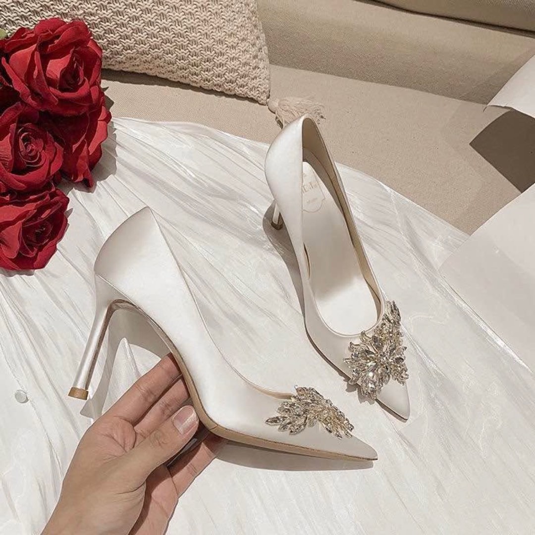 Wedding White High Heels Bridal, Women's Fashion, Footwear, Heels on ...