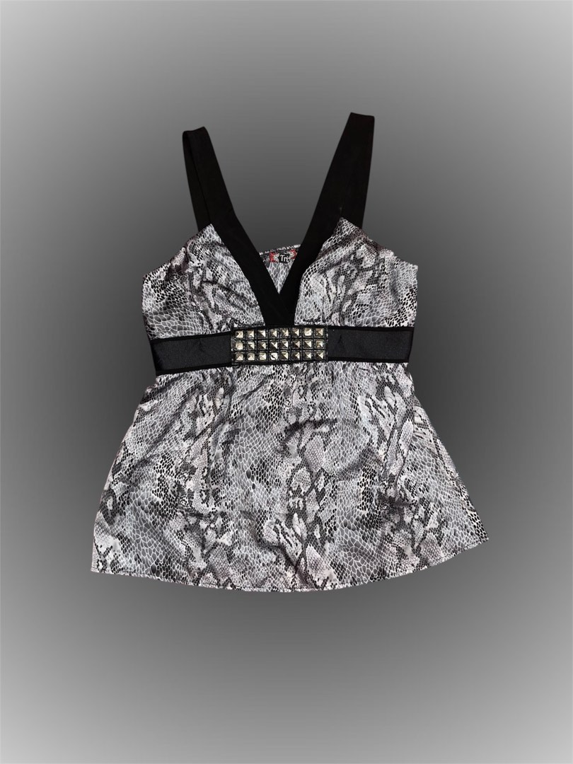 Low Back Snake Print Y2K Top