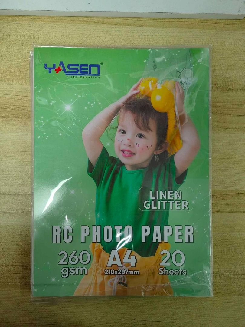 Yasen Premium RC Linen Glitter Photo Paper | A4 Size | 260 GSM | 20 ...