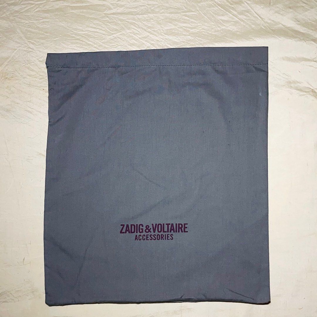 ZADIG & VOLTAIRE ACCESSORIES ✨ ANTHRACITE DUST BAG ✨Lightweight Fine Combed Cotton - No Drawstring (Category: Luxury Bags & Wallets) located in Alfonso. Submitted by beaux.choix (Listing ID 1359367913, Image 1). Description: New, never taken out of storage apart from first time laundry with Candide bag (this is M size). Drawstring lost in transit. One side with a small lighter dye from production. Please see photos. Measurements are in the photos