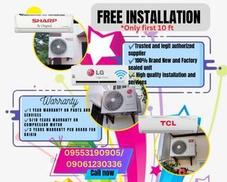 Affordable and Reasonable price.. Split type inverter aircon. Free installation with warranty.