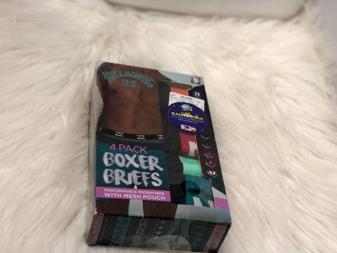 Billabonic 4 Pack Boxer Briefs - small (Category: Underwear) located in Quezon City. Submitted by californilaph (Listing ID 1359543903, Image 3). Description: - Billabong Mens Underwear 4 Pack Microfiber Performance Boxer Briefs for Men. - Accepted Payment is through Bank or Gcash..
