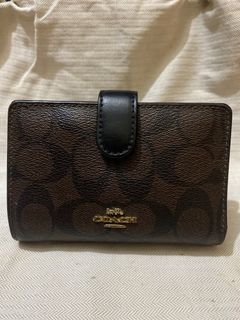 Coach Wallet F23553 IMAA8 Medium Corner Zip Signature PVC - Brown / Black
