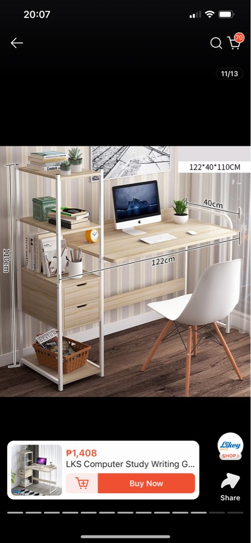 Computer table with shelves, Furniture & Home Living, Office Furniture ...