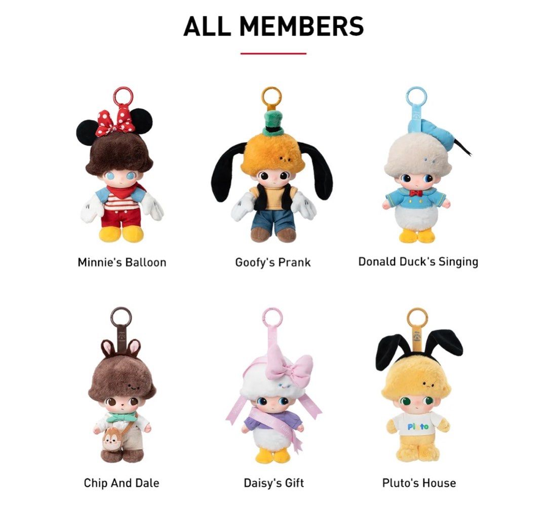 Dimoo world x Disney CHIP DALE/ PLUTO /GOOFY plush pendant, Hobbies ...