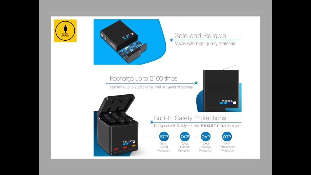 GoPro Hero 5 6 7 Battery Set + USB Charger (3 Batteries)62863835600899112