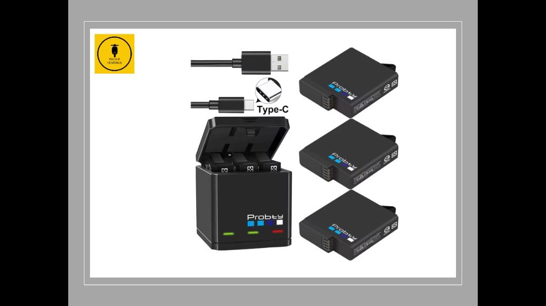 GoPro Hero 5 6 7 Battery Set + USB Charger (3 Batteries)628638356008991125
