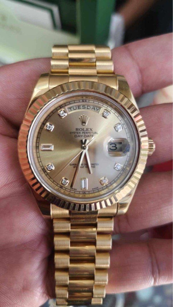 President (Category: Luxury Watches) located in Las Pinas. Submitted by calmphoenix.234114 (Listing ID 1359504576, Image 3). Description: SUPER RARE! ROLEX PRESIDENT 41MM REFERENCE 218238 YEAR 2013 COMPLETE BOX AND CARD .