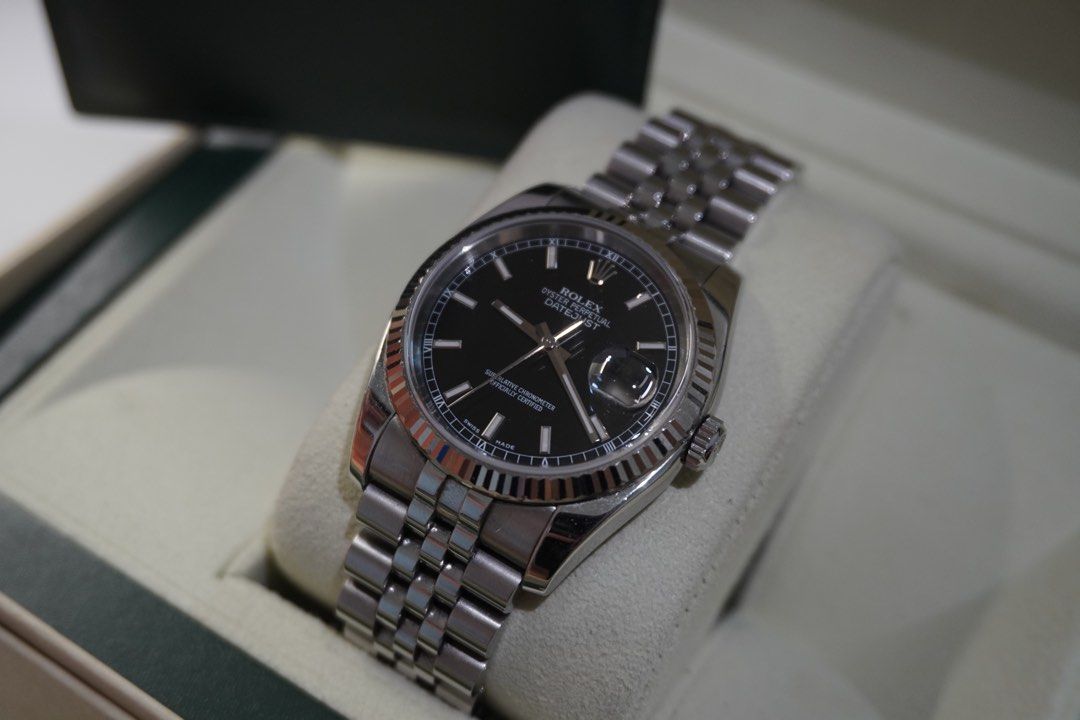 Rolex Datejust 36mm (Category: Men's Watches) located in Paranaque City. Submitted by listitwithb (Listing ID 1359554658, Image 1). Description: 36mm Datejust 2006 White gold fluted bezel Super jubilee / continuous bracelet Local Ad Full set Ref. 116234 ₱470k.