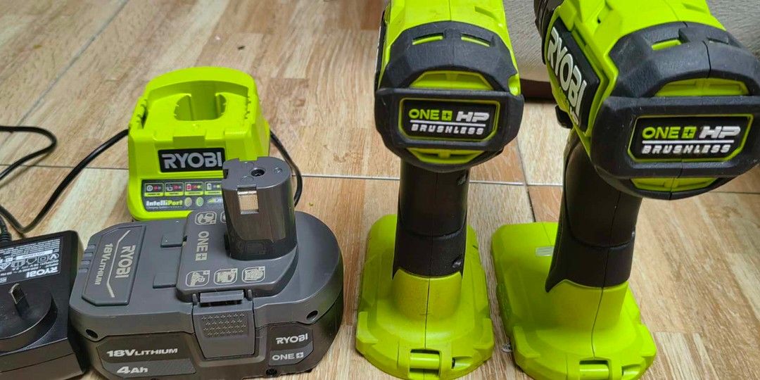 Ryobi Wireless Power Tools (Category: Construction Tools & Equipment) located in Taytay. Submitted by mikz_1303 (Listing ID 1359587363, Image 2). Description: Ryobi Wireless Power Tools Good condition Ryobi 18V cordless brushless wireless combi drill Model: RPD18X RYOBI Impact driver 18v cordless brushless Model: RID18C 1X 4.0AH 18V LITHIUM With intelliport battery charger Pickup location Taytay Rizal.