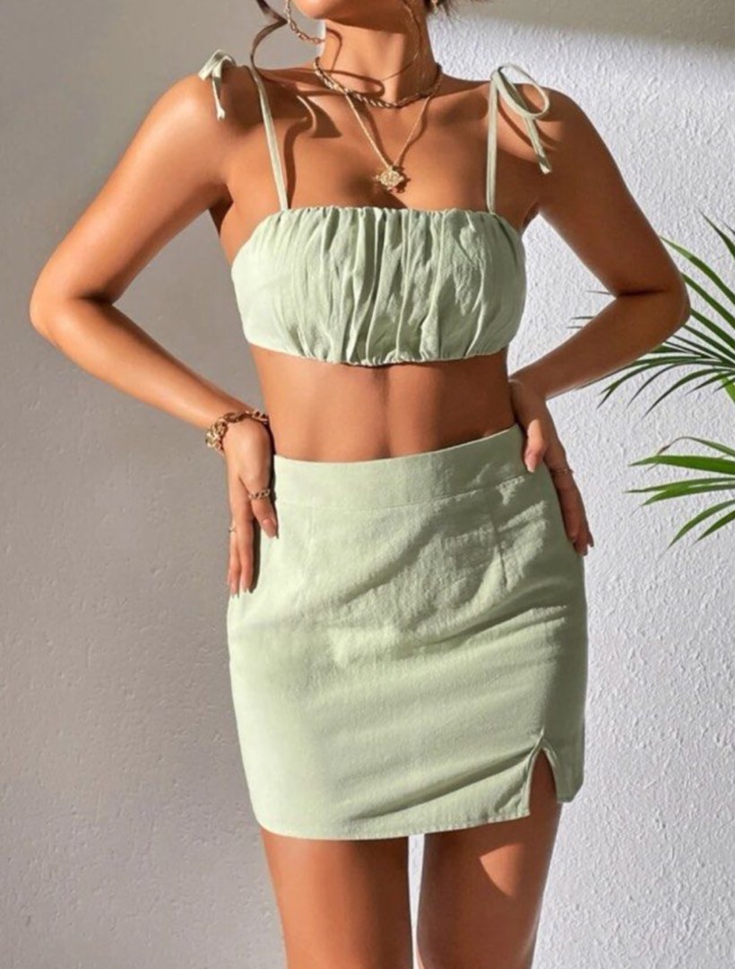 Sage Green Top and Skirt Set