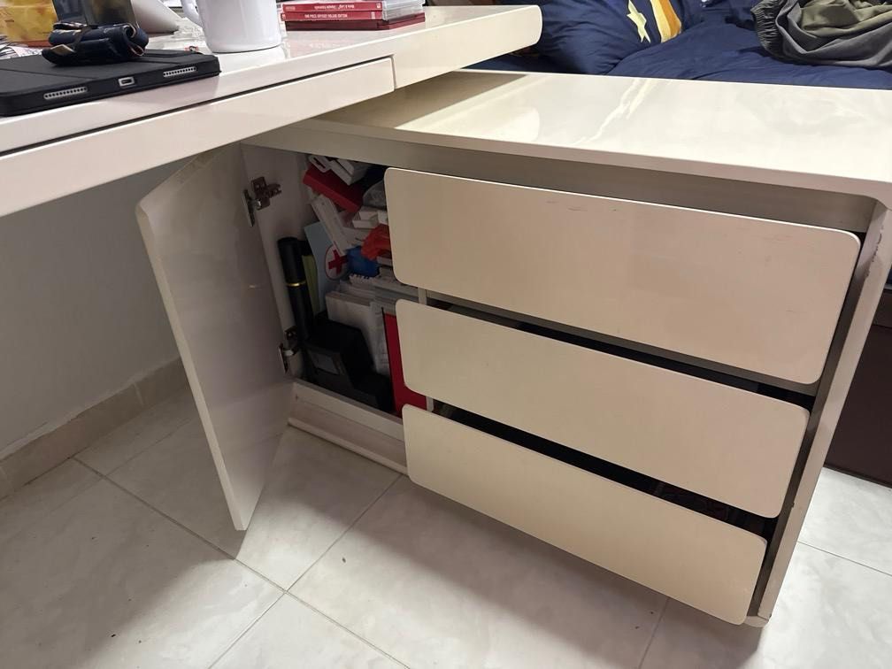 Study table (Category: Tables & Sets) located in Singapore. Submitted by palala1812 (Listing ID 1359564802, Image 2). Description: Condition: 7/10 Material: hard wood Price negotiable for interested buyer. Buyer needs to self collect and dismantle if interested. .