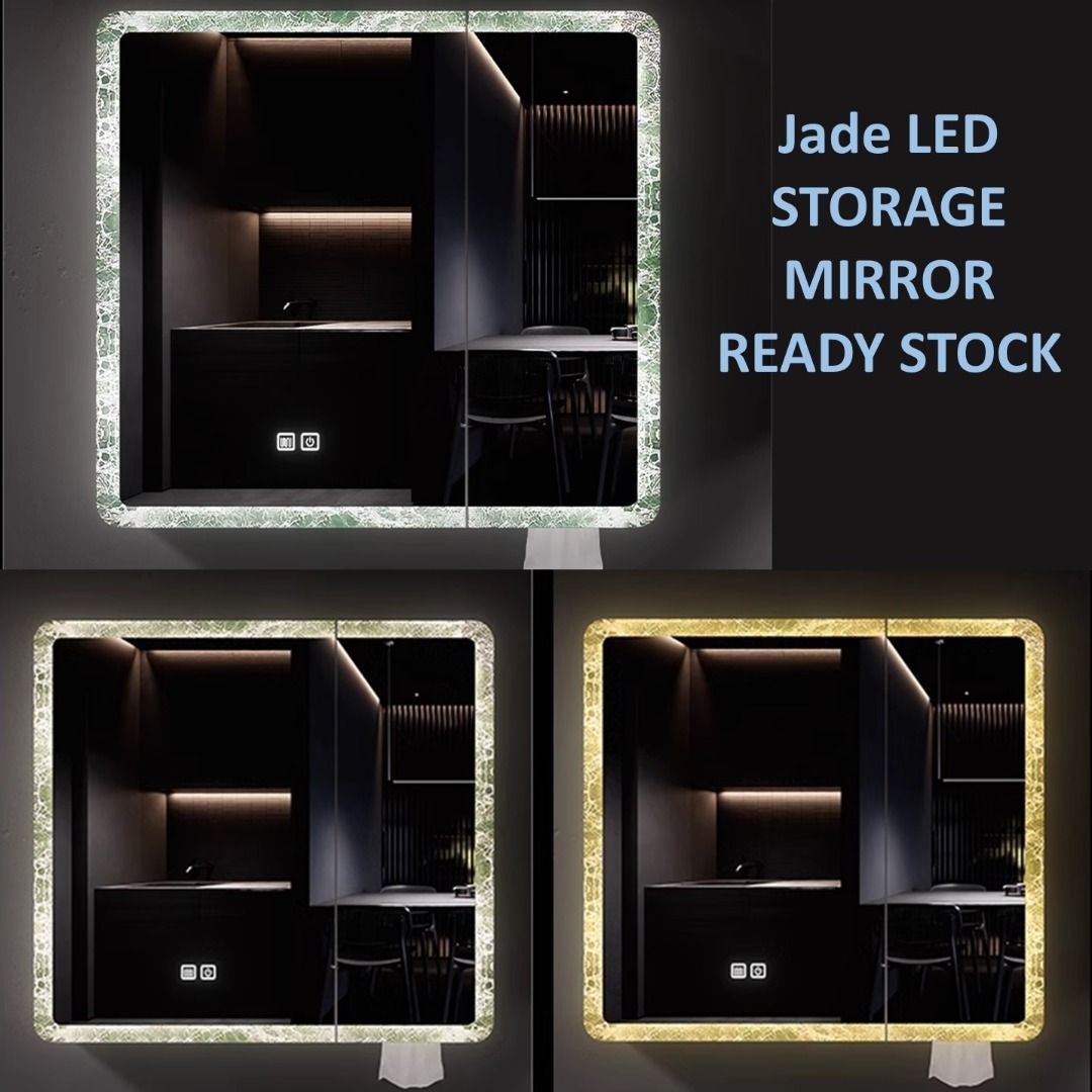 60cm Ready Stock 100% waterproof aluminum curve storage mirror / white ...