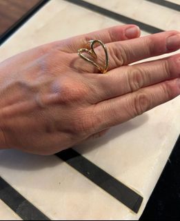 🎀 SALE! Pandora organically heart shaped ring gold shine