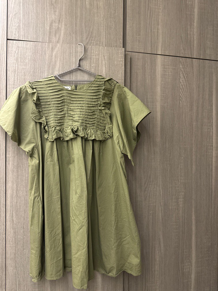 Earth Green Zip Babydoll Dress main image 0