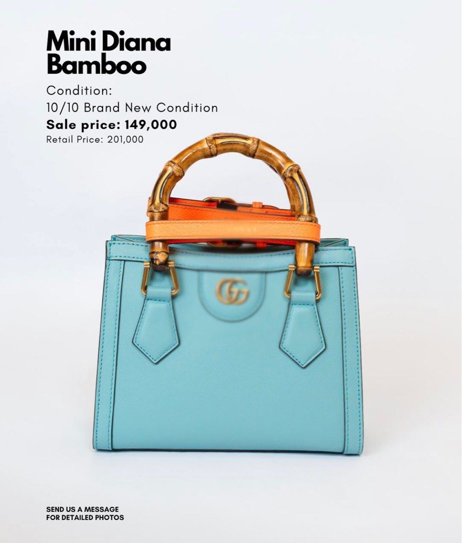 GUCCI Mini Diana Bamboo (Category: Luxury Bags & Wallets) located in Taguig. Submitted by gem_almond517 (Listing ID 1359692696, Image 1). Description: Mini Diana Bamboo Brand New Condition | 10/10 Inclusions: dust bag, and card Price: ₱149,000 Credit card accepted | Layaway up to 3 months Available for viewing at 2nd Floor, Shops at Serendra, BGC Open daily from 12NN - 9PM Almond 517 Luxury is not affiliated with the brands mentioned. DM us for i