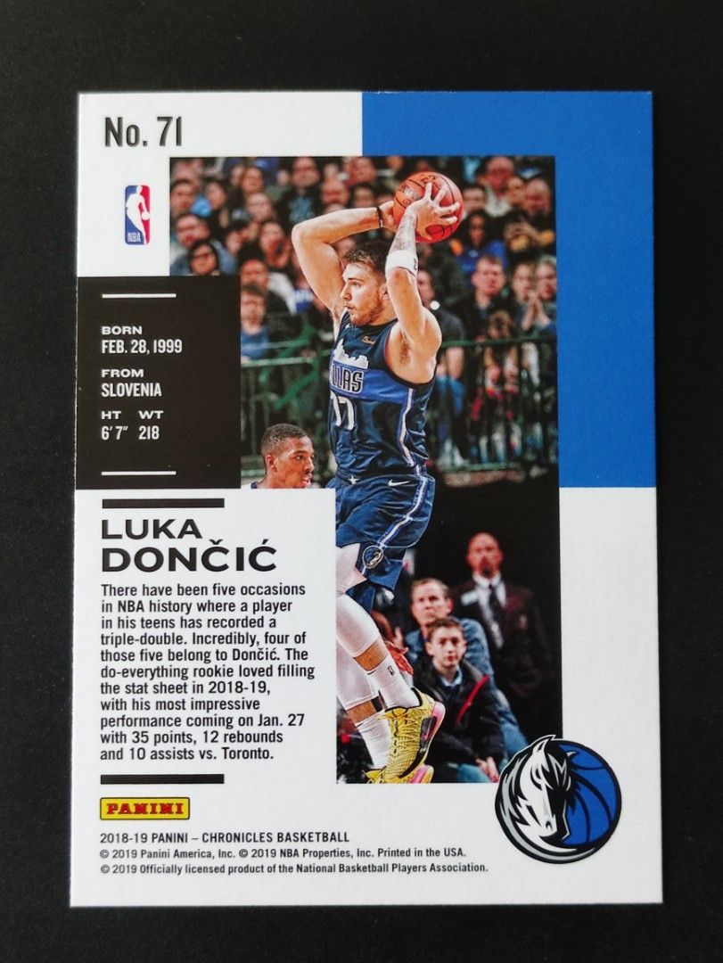 Luka Doncic 2018 Chronicles Rookie Card #71 (Category: Raw Singles) located in Lipa City. Submitted by mark_collections (Listing ID 1359682779, Image 2). Description: Luka Doncic 2018 Chronicles Rookie Card #71 Mode of Payment: Gcash.