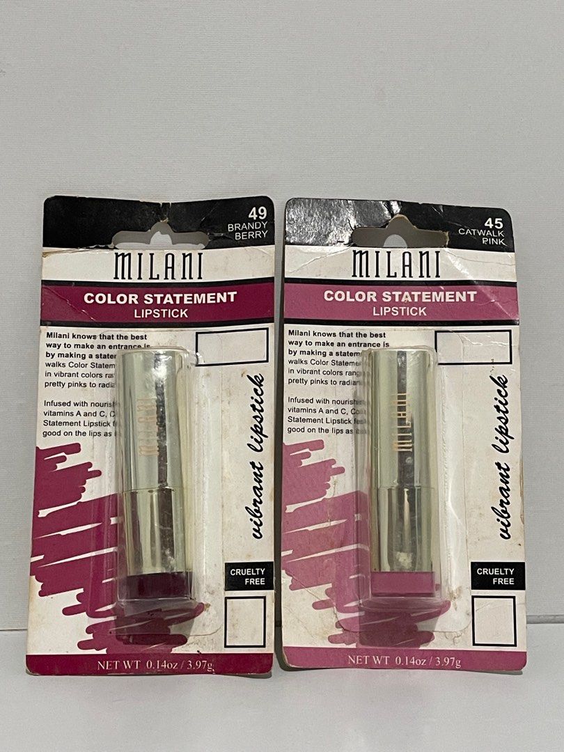 MILANI LIPSTICKS (take all for 450) (Category: Makeup) located in Dinalupihan. Submitted by w_finds (Listing ID 1359791649, Image 2). Description: ❗SHIPPING FEE NOT INCLUDED TO THE PRICE. ✅ STILL NEGOTIABLE (NOT TOO LOW) ✅ WHAT YOU SEE WHAT YOU GET ✅ MOP: COP, GCASH, BANK TRANSFER. ✅ COURIER: LBC, JNT, JR EXPRESS,LALAMOVE ✅ NO RETURN WITHOUT VIDEO PROOF ✅ALL FLAWS WHERE SEEN ON THE PICTURE (IF ANY) ❌ NO TO JOYJOY BUYER/RESERVER.