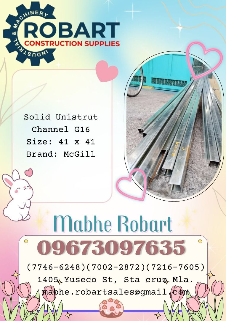 solid unistrut channel g16 (Category: Cleaning Tools & Supplies) located in Caloocan City. Submitted by robartmari68459 (Listing ID 1359677001, Image 1). Description: solid unistrut channel g16 size: 41 x 41 brand: mcgill 𝚁𝙾𝙱𝙰𝚁𝚃 𝙲𝙾𝙽𝚂𝚃𝚁𝚄𝙲𝚃𝙸𝙾𝙽 𝚂𝚄𝙿𝙿𝙻𝙸𝙴𝚂 𝙾𝚏𝚏𝚒𝚌𝚎 𝙰𝚍𝚍𝚛𝚎𝚜𝚜: 𝟷𝟺𝟶𝟻 𝚈𝚞𝚜𝚎𝚌𝚘 𝚂𝚝. 𝚂𝚝𝚊 𝙲𝚛𝚞𝚣 𝙼𝚊𝚗𝚒𝚕𝚊 𝚂𝙴𝙽𝙳 𝚄𝚂 𝙼𝙴𝚂𝚂𝙰𝙶𝙴 𝙵𝙾𝚁 𝙸𝙽𝚀𝚄𝙸𝚁𝙸𝙴𝚂 𝙶𝚕𝚋𝚎 - (𝟶𝟿𝟼𝟽𝟹-𝟶𝟽𝟼𝟹�