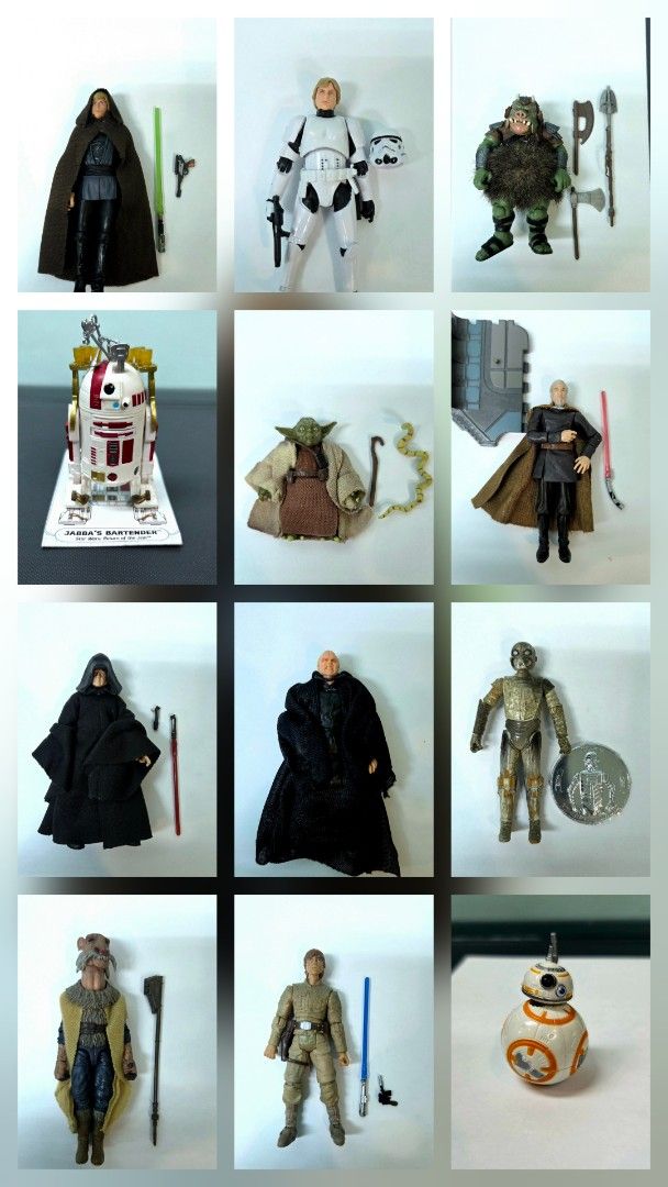 STAR WARS (Category: Figurines & Statues) located in Las Pinas. Submitted by run800 (Listing ID 1359700036, Image 1). Description: FOR SALE! Luke Skywalker with cloak TVC P800 luke Skywalker Storm trooper disguise TVC P700 Gamorrean Guard TVC P1250 Jabba's Bartender Droid P1250 Yoda TVC P450 Count Dooku P400 Chancellor Palpatine TVC P800 Emperor Palpatine P400 CZ4 Droid P900 Yak Face TVC P800 Luke Bespin P350 BB8 P250 Payment via BPI / GCASH Loca