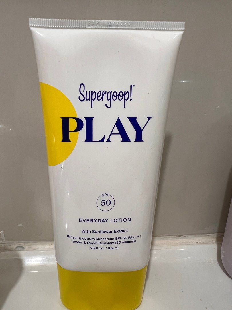 Supergoop! PLAY Everyday Lotion SPF 50 162ml (Category: Face Care) located in Quezon City. Submitted by gade38 (Listing ID 1359774455, Image 1). Description: AUTHENTIC BOUGHT FROM ULTA BEAUTY USA 🇺🇸 J&t shipping available BROAD SPECTRUM SUNSCREEN - Supergoop! PLAY everyday lotion is a fast-absorbing, broad spectrum SPF 50 sunscreen. PLAY Everyday is a lightweight, hydrating broad spectrum SPF 50 sunscreen that absorbs UVA (aging) & UVB (burning