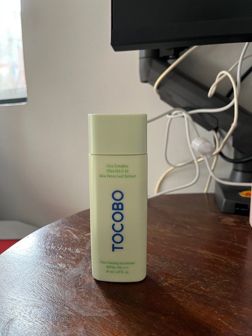 TOCOBO Cica Calming Sun Serum 50 mL Sunscreen (Category: Face Care) located in Paranaque City. Submitted by shhannah (Listing ID 1359684874, Image 1). Description: TOCOBO Cica Calming Cooling Sun Cream SPF 50 PA ++++ 50 mL SEE PIC FOR CONTENT (Consider packaging air pocket pls!) - 1st time trying TOCOBO, unfortunately im not hiyang! :( - probably have used 1-3 mL only (tried for 2 days only) - was looking for a new sunscreen to try but this is no