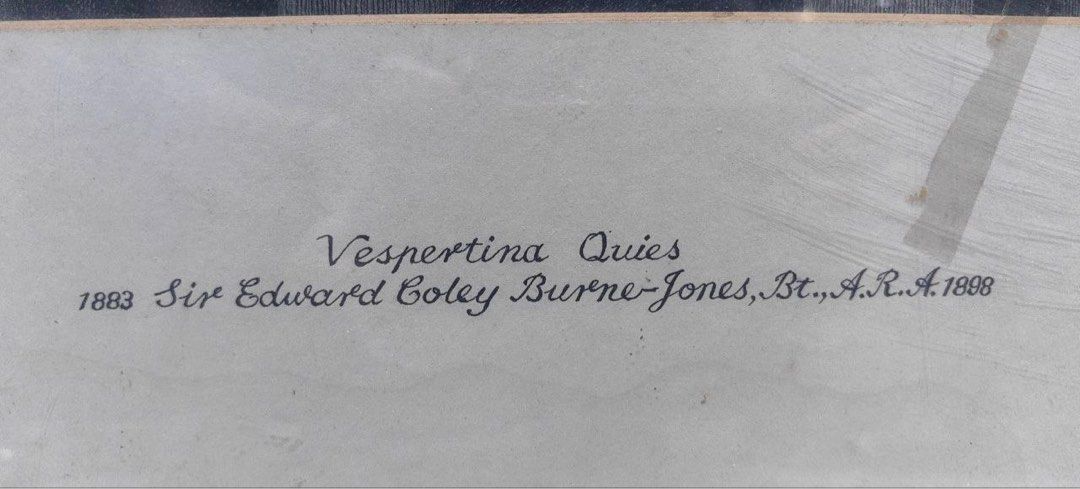 1800s Vespertina Quies Litograph (Category: Art & Prints) located in Manila. Submitted by random.finds_ (Listing ID 1359821786, Image 2). Description: 1883 Sir Edward Coley Burne-Jones,. Bt., A.R.A. 1898 Flaws: visible tanning due to old age .