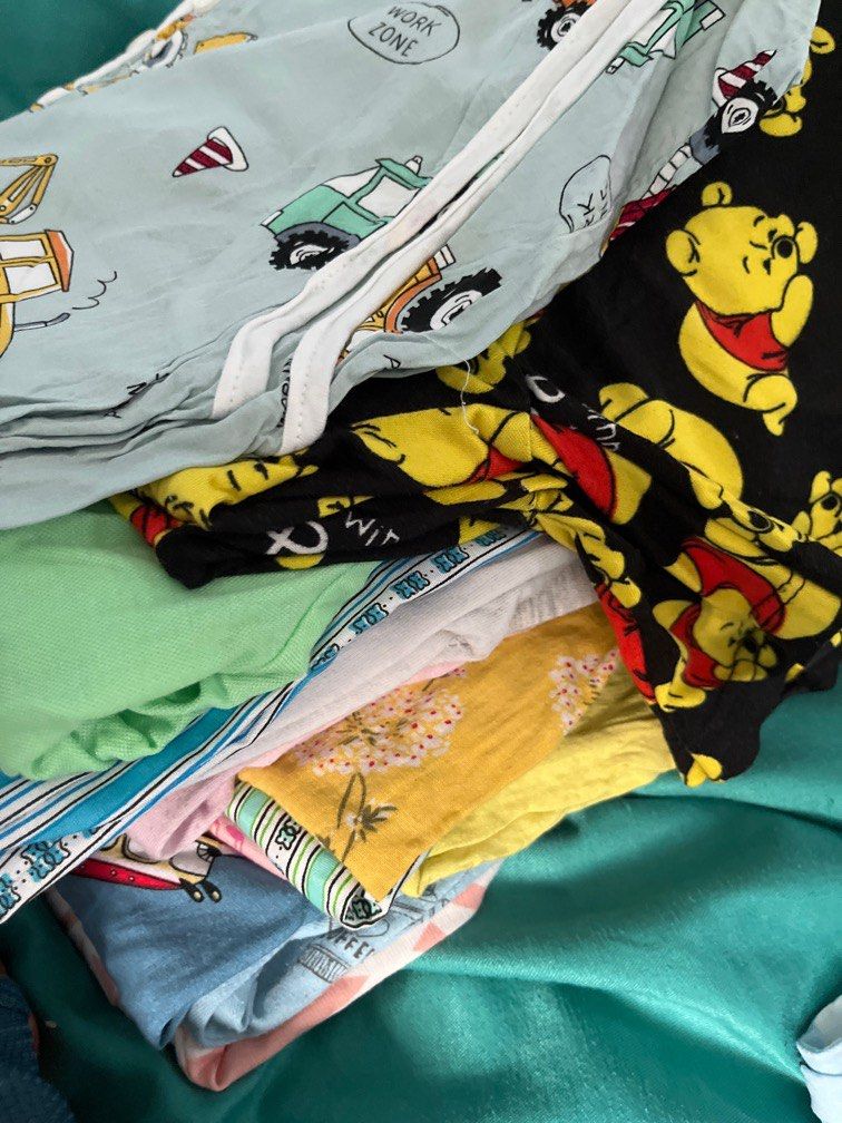 15 pajama and 3 shirts (Category: Babies & Kids Fashion) located in Quezon City. Submitted by adelato (Listing ID 1359911841, Image 1). Description: note 1-2 pants have tears sa crotch part pero can be mended.