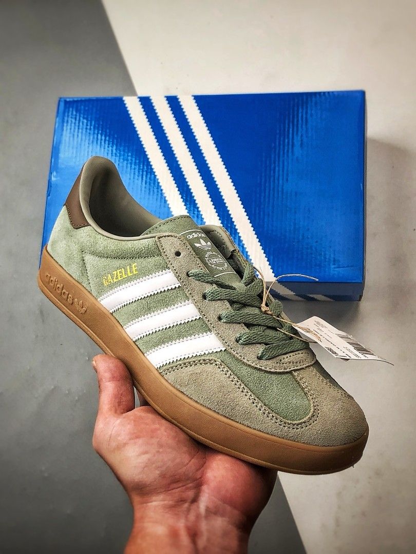 Adidas Gazelle Indoor Silver Pebble Silver Green Shoes, Men's Fashion,  Footwear, Sneakers on Carousell