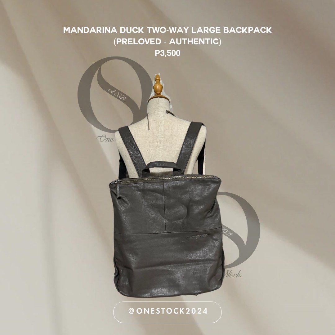 AUTHENTIC Mandarin Duck Two-way Large Backpack (Category: Luxury Bags & Wallets) located in Quezon City. Submitted by onestock2024 (Listing ID 1359871828, Image 1). Description: 💳Mode of Payment: Gcash, BPI, and Cod 🚚Mode of Delivery: Grab (same day delivery), Lalamove (same day delivery), Gogo Express (far places), J&T (far places),or any courier preferred by the customer 📍Location: Project 8, QC ‼️ shipping fee is shouldered by the customer 