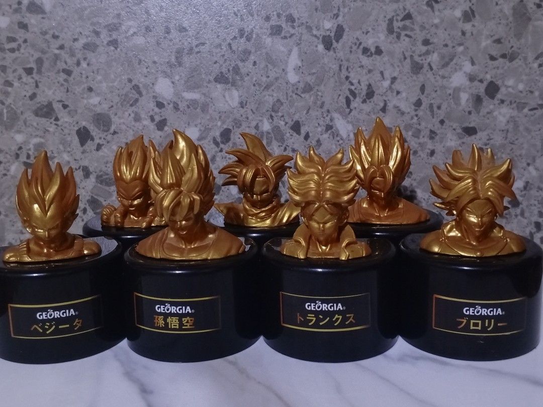 dbz headbust gold x georgia collab edition set (Category: Figurines & Statues) located in San Jose del Monte. Submitted by toys.merch.electronic (Listing ID 1360000941, Image 1). Description: break set 150 each mop gcash mod flash/jnt loc sjdm bulacan.