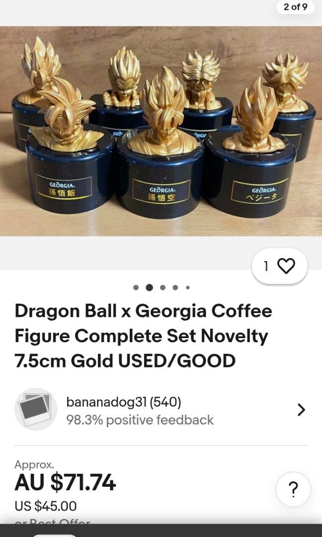 dbz headbust gold x georgia collab edition set (Category: Figurines & Statues) located in San Jose del Monte. Submitted by toys.merch.electronic (Listing ID 1360000941, Image 2). Description: break set 150 each mop gcash mod flash/jnt loc sjdm bulacan.