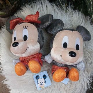 DISNEY Mickey Mouse & Minnie Mouse Vintage Collection Sparkly Plush Toy Set