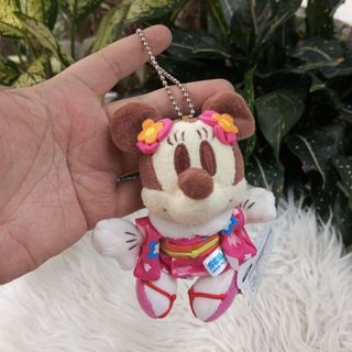 DISNEY Minnie Mouse Kimono with Floral Pattern Mascot Ball Chain Plush Toy