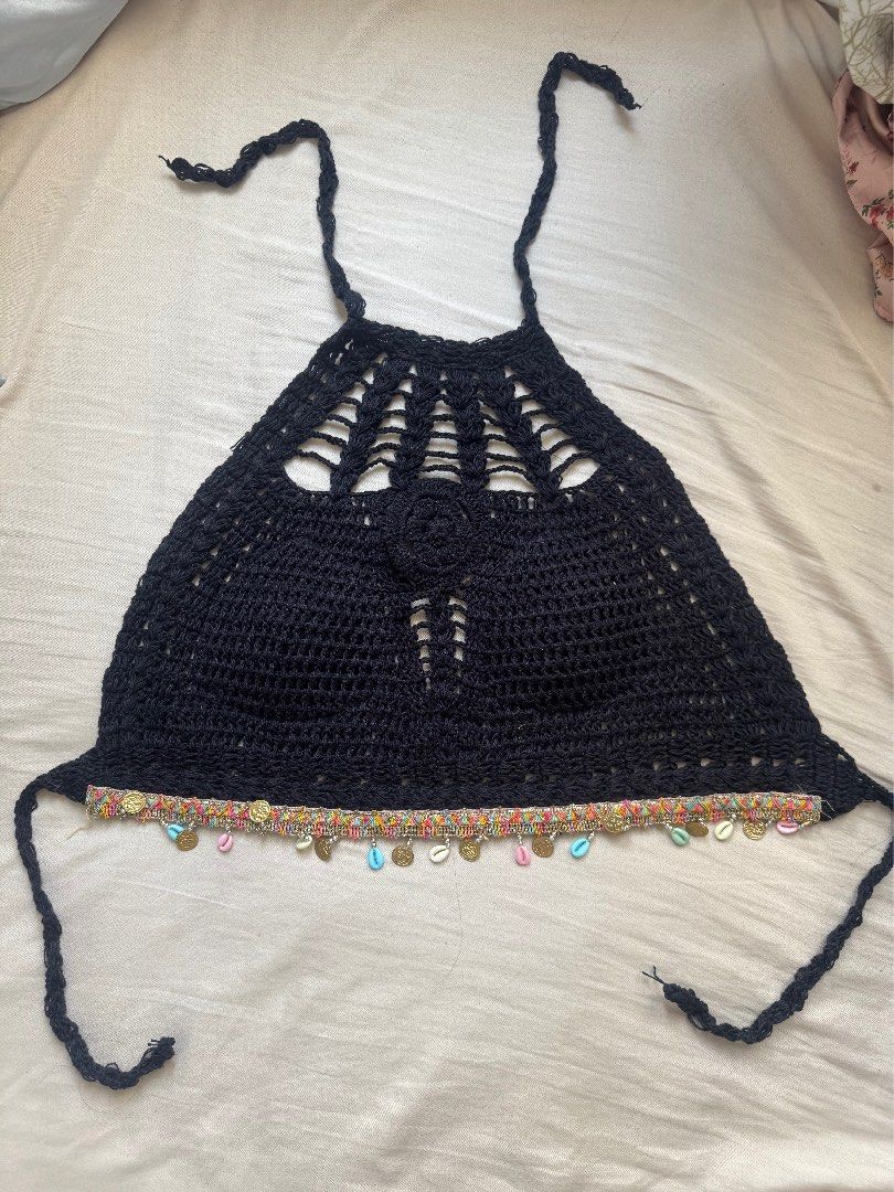 Handmade Crochet Beach top- ONESIZE (Category: Sleeveless) located in Manila. Submitted by reecha99736913 (Listing ID 1359875207, Image 2). Description: Purchased from Goa beach. Will fit any size, has tie up back.