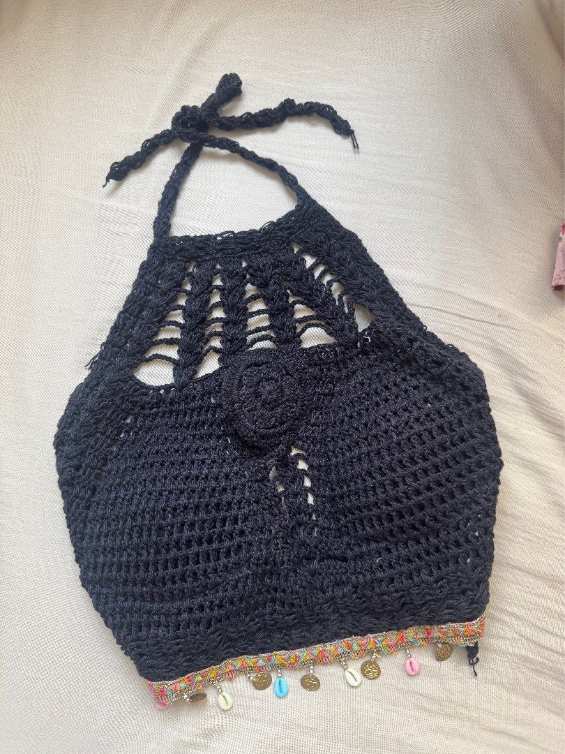 Handmade Crochet Beach top- ONESIZE (Category: Sleeveless) located in Manila. Submitted by reecha99736913 (Listing ID 1359875207, Image 1). Description: Purchased from Goa beach. Will fit any size, has tie up back.