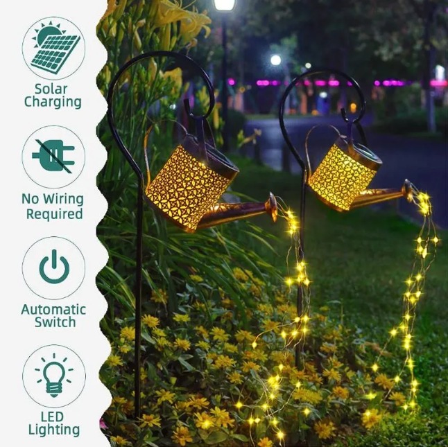 LED Solar Watering Kettle Can Lamp Dancing Light for Outdoor Courtyard ...