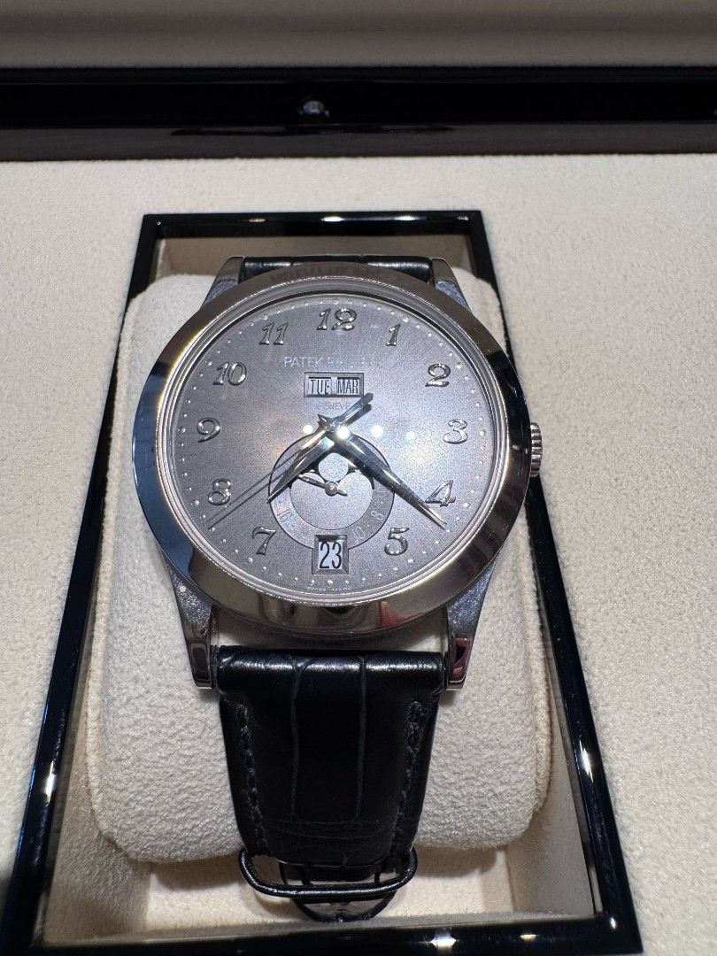 LNIB Patek Philippe White Gold Annual Calender Ref.5396G-014 Grey Numerals Dial 38.5mm (Category: Watches) located in Singapore. Submitted by exclusive.x.starbuy (Listing ID 1359988737, Image 1). Description: LNIB Patek Philippe White Gold Annual Calender Ref.5396G-014 Grey Numerals Dial 38.5mm - Comes with full set dated late 2020 Recently serviced.
