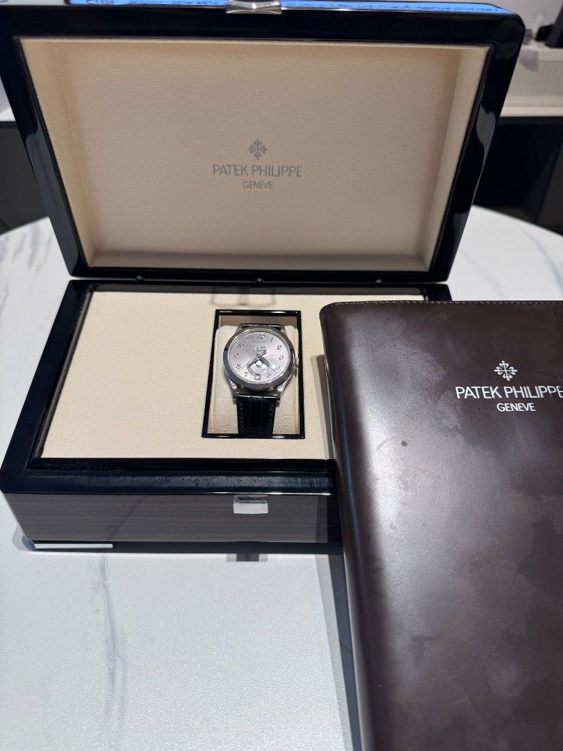 LNIB Patek Philippe White Gold Annual Calender Ref.5396G-014 Grey Numerals Dial 38.5mm (Category: Watches) located in Singapore. Submitted by exclusive.x.starbuy (Listing ID 1359988737, Image 3). Description: LNIB Patek Philippe White Gold Annual Calender Ref.5396G-014 Grey Numerals Dial 38.5mm - Comes with full set dated late 2020 Recently serviced.