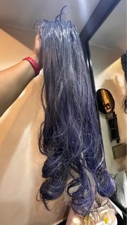 Long Wig Hair Extension Gray and Blue for Cosplay