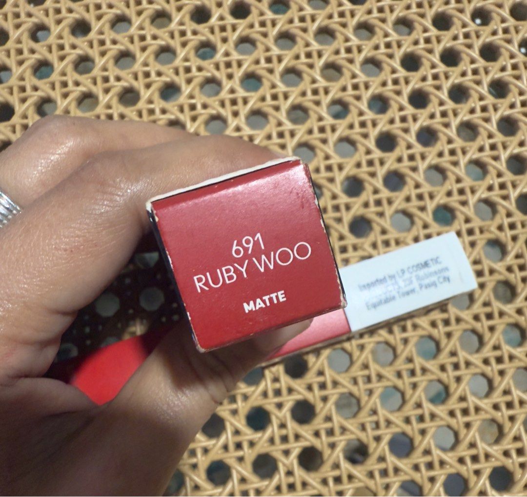 Mac Ruby Woo (Category: Makeup) located in Mandaluyong City. Submitted by isydln (Listing ID 1359990646, Image 2). Description: Authentic Mac Ruby Woo (Taylor Swift) Just swatch on hand Pasalubong from US Rfs: not a red lipstick girl Free Maybelline SuperStay Matte Ink -Ambitious #luvearth.