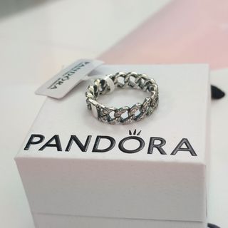 Pandora silver cuban ring in silver newest product
