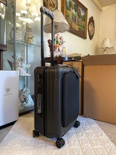 SAME DAY DELIVERY!! Essential Polycarbonate Sleeve Matte Black Cabin Suitcase Hand Carry On Luggage with Laptop Compartment Pouch Travel Trolley Bag