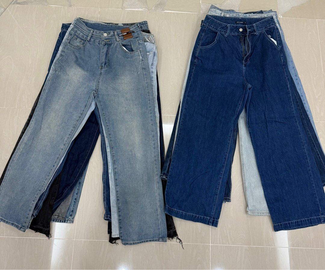 Take all wide leg jeans (Category: Jeans) located in Tarlac. Submitted by kmfspreloved (Listing ID 1359993777, Image 1). Description: Jeans from bale. DM for video.