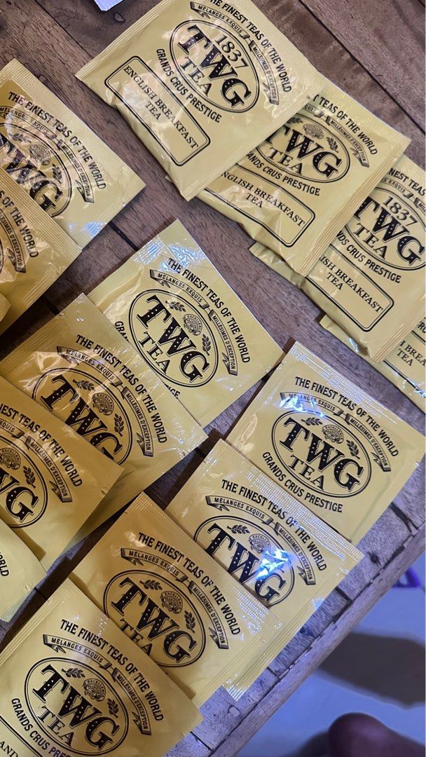 TWG TEA (Category: Coffee & Tea Tableware) located in Quezon City. Submitted by ohitsnhalen (Listing ID 1359907199, Image 1). Description: Moroccan mint Silver moon Vanilla bourbon Paris-singapore Ti kuan yin superior Grand wedding English breakfast.