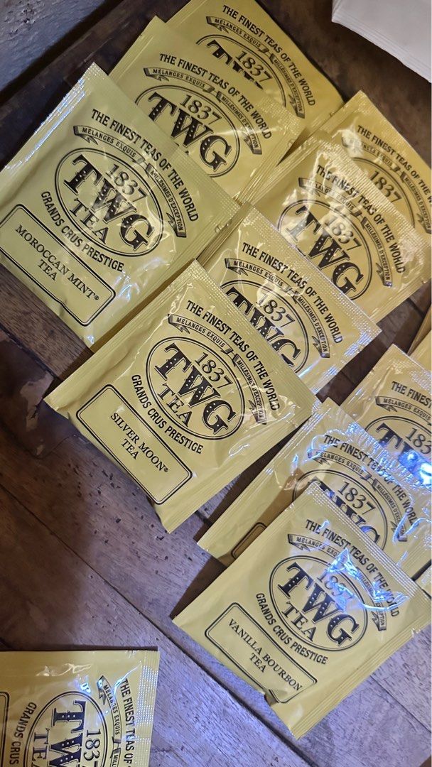 TWG TEA (Category: Coffee & Tea Tableware) located in Quezon City. Submitted by ohitsnhalen (Listing ID 1359907199, Image 3). Description: Moroccan mint Silver moon Vanilla bourbon Paris-singapore Ti kuan yin superior Grand wedding English breakfast.