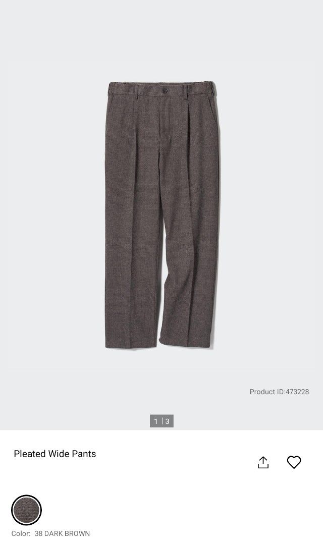 Uniqlo Wide Pants Dark Brown Wool (Category: Trousers) located in Quezon City. Submitted by gls.c (Listing ID 1359913441, Image 3). Description: size M worn once outside meetup only smnorth / trinoma pm me discount if more than 1 item.