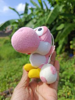 Vintage 1998 Pink Yoshi with Egg Super Mario Retro Video Game Plush Toy (Bandai)